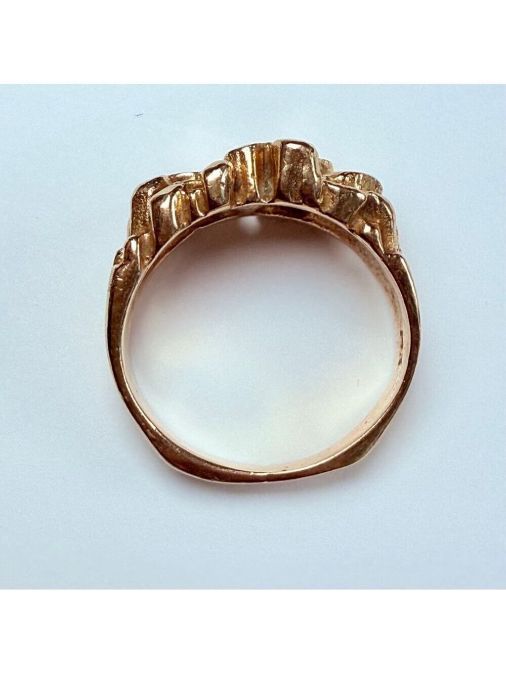 Estate 14K Solid Yellow Gold 11.5mm Nugget Signet Vintage Mens Pinky Ring Size 7 - Picture 5 of 12